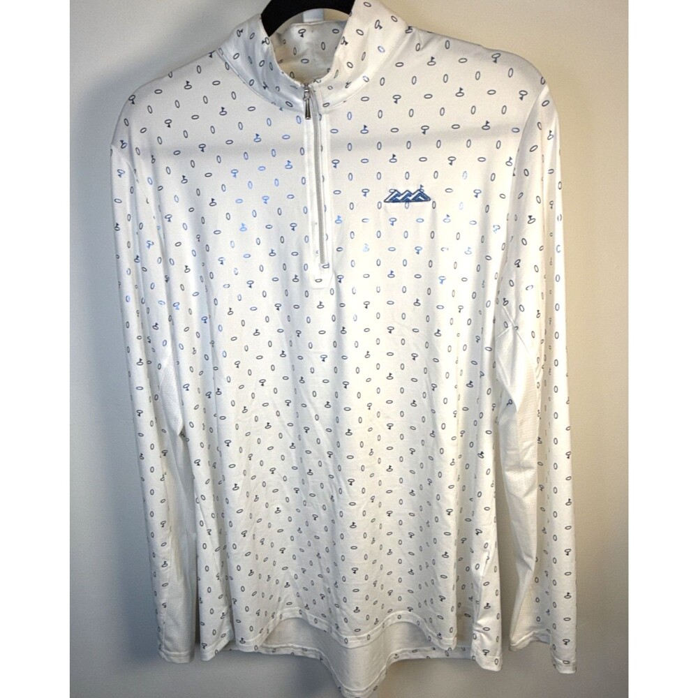 SanSoleil White Blue Print 1/4 Zip Top Golf  Womens XL Performance SPF 50